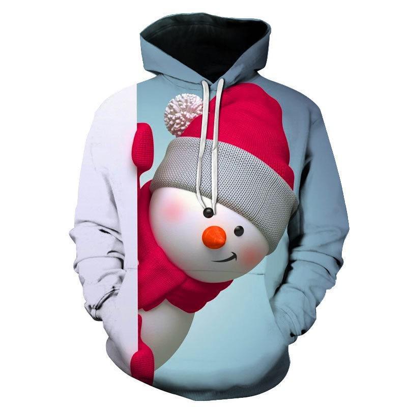 3D Snowman Cartoon Hoodie: Unisex Loose-Fit Sweatshirt for Spring & Autumn 2025