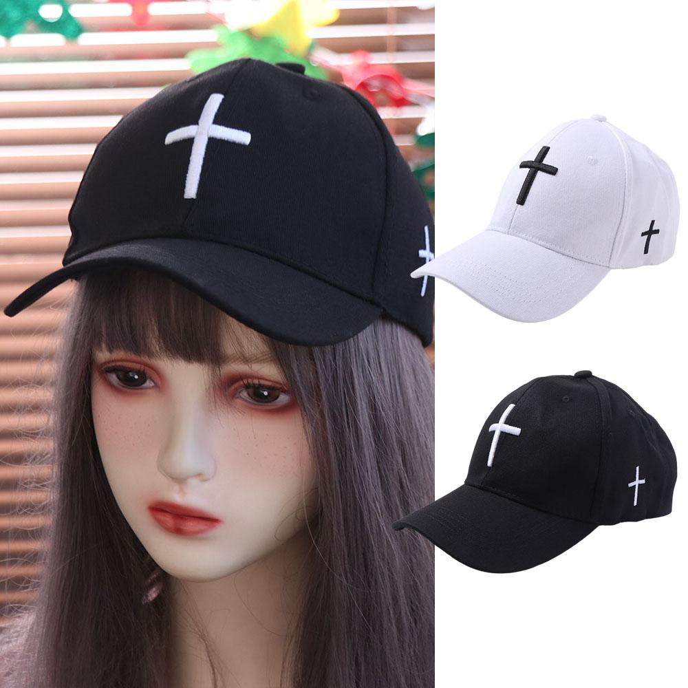 Casual Cross Baseball Cap Spring Duck Tongue Cap Versatile Cross Embroidered Hat  Outdoor