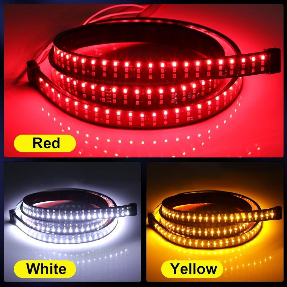 60 Zoll LKW Heckklappenlichtleiste Dreireihige LED Heckklappenlichtleiste mit Brems-, Rückfahr-, sequentiellen Blinklichtern, Stroboskoplichtern