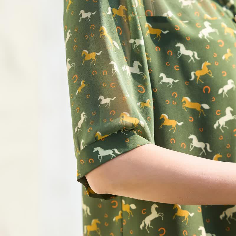 Women's Summer Floral Lapel Shirt and Straight-Leg Pants Set