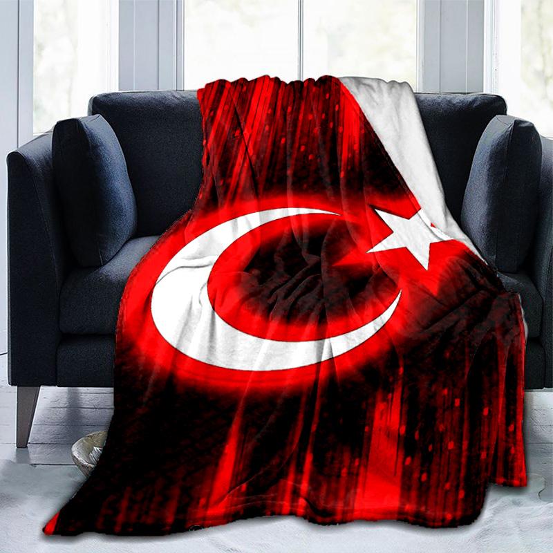 Decke mit türkischem Flaggen-Design, geeignet für Sofas, Betten, Büros und Camping - Perfektes Geschenk für Halloween und Weihnachten