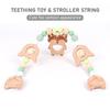 Clip pentru suzetă pentru bebeluși Jucării de dentiție din mărgele din lemn Drăguț de desene animate liniștitor Teether Brățară de mână Cărucior