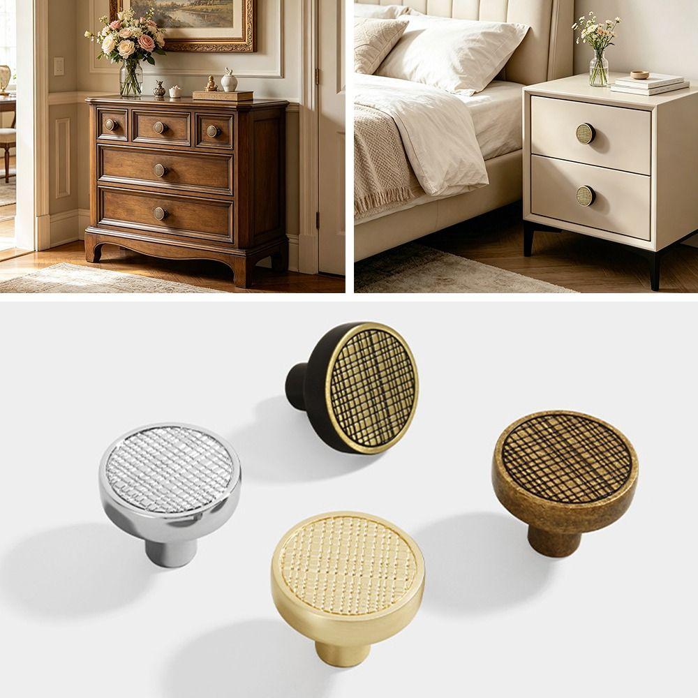 1Pcs Durable T Bar Drawer Knob Vintage Multi-size Door Handle Pulls Grid texture Drawer Pull Drawer