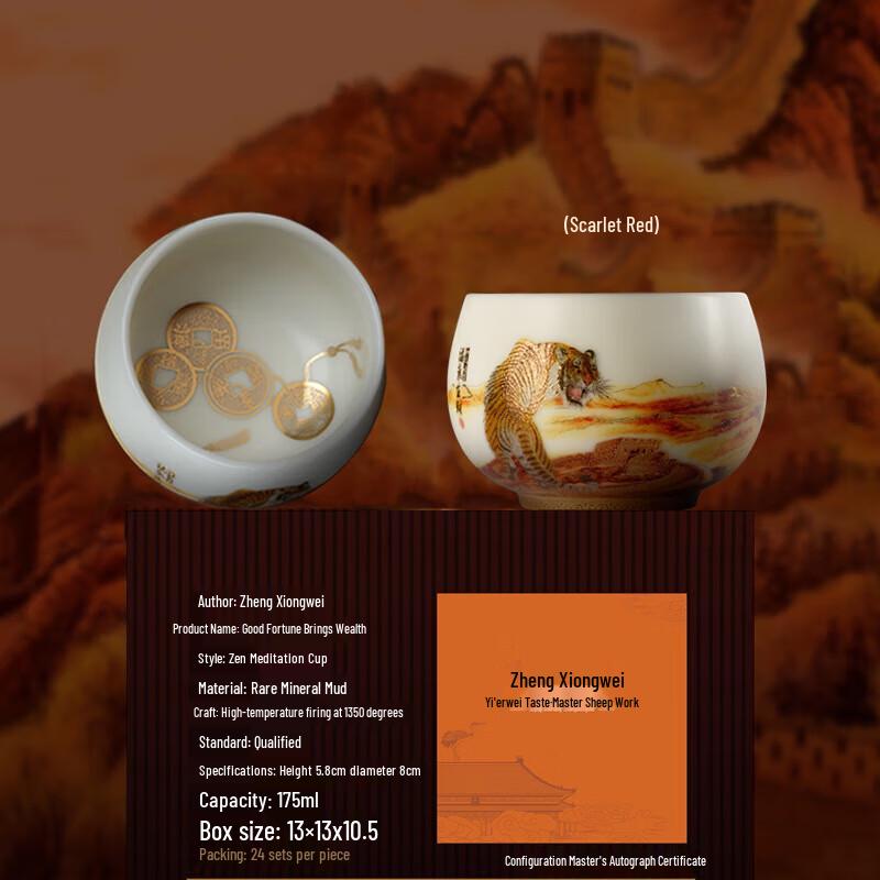 

Year of the Tiger Mutton Fat Jade White Porcelain Teacup