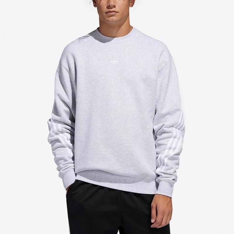 Adidas Originals Trefoil Stripe Loose Crew Neck Sweatshirt Men Tops Medium-Grey FM1520