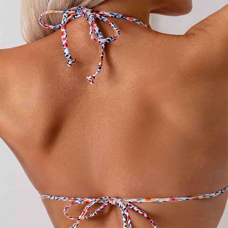 2025 European & American Lace-up Print Swimsuit: Women's Sexy Bikini for Beach and Hot Springs