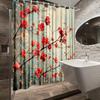 1Pc Floral Natureinspired Shower Curtain With Cherry Blossom Print For Aesthetic Ambiance In Your Bathroom Decor Polyester Fabri