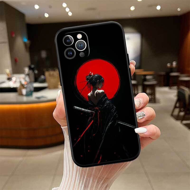Japan Samurai Mask Case for Samsung M55 M35 M15 A02 A05S A05 A06 A15 A12 A13 A10 A16 A20 A22 A24 A25 A30 A31 A32 A33 A35 A42 A50