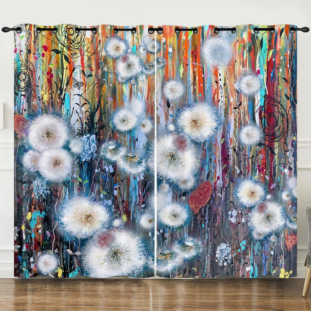 Vorhang Graffiti Blumen Und Pflanzen 3D Digitaldruck Verdunkelungsvorhang Ösen