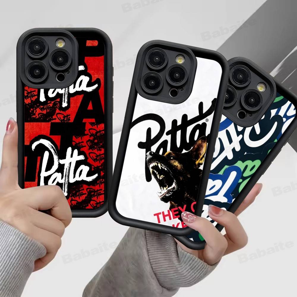 Fashion P-patta For iPhone 17 Pro Max 16 15 14 13 12 11 Plus Black Soft Phone Cover