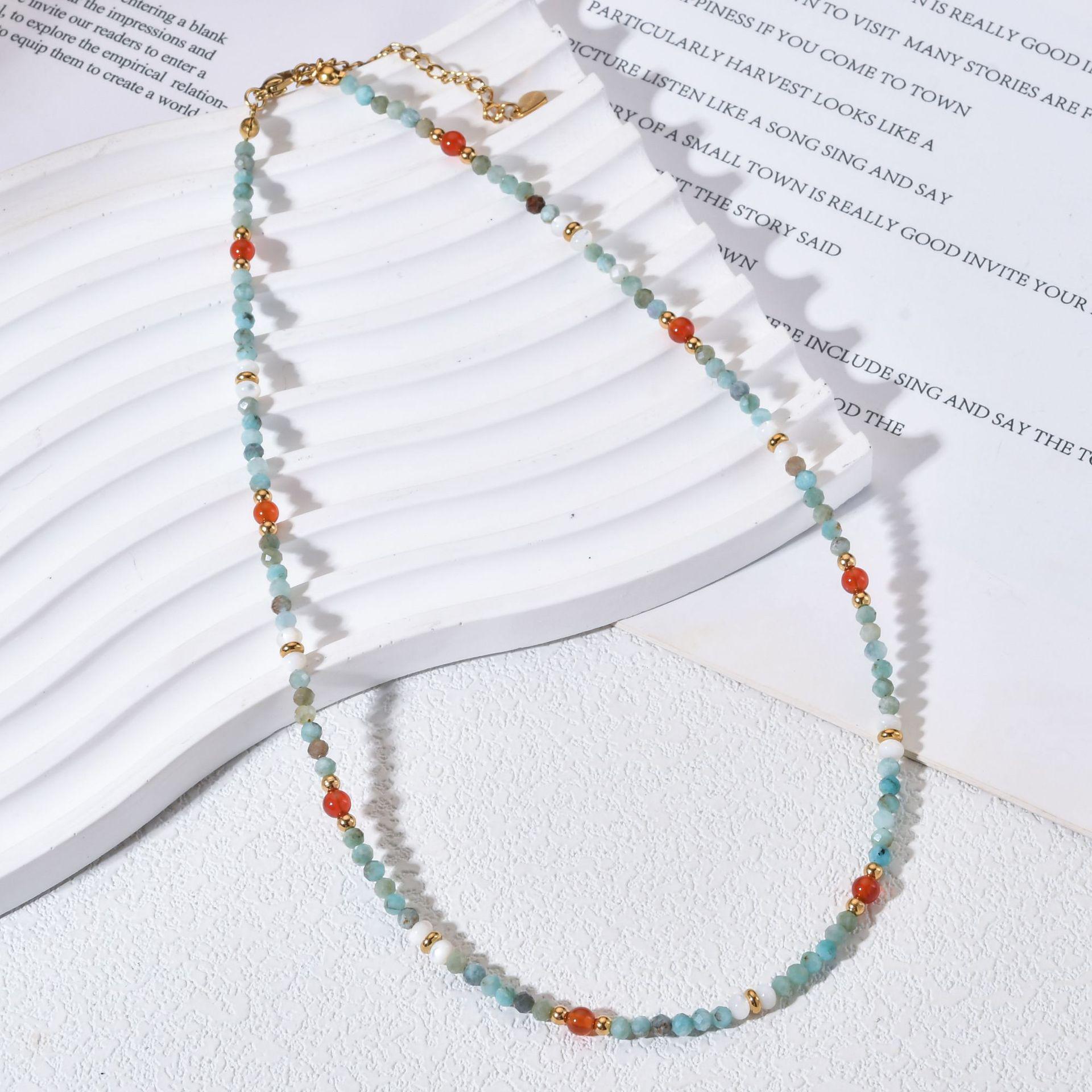 Elegant Agate Clavicle Necklace: Colorful Chinese Style, Stackable for Women