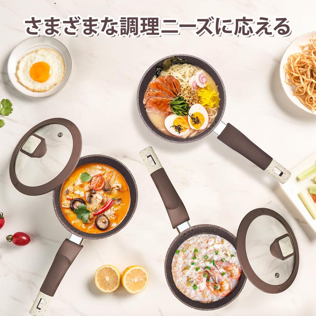 VIVIDCOOKWARE 16cm Saucepan with Milk Miso Soup Milk Sauce Single Home Use Easy to Clean Lid, Saucepan, Pan, Induction/Gas Compatible, Pot, One-Handed
