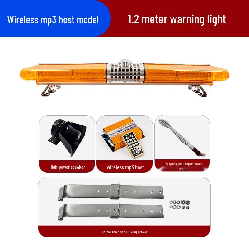 Cross-border Engineering Vehicle LED Strobe Warning Light - Yellow, Red, Blue Long Strip for Breakdown Rescue