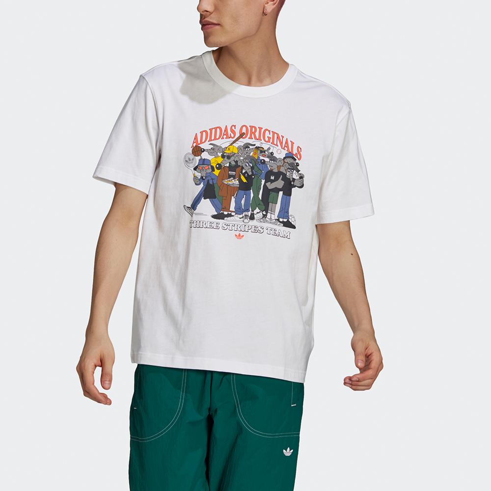 Adidas Originals Rateunion Tee Retro Cartoon Print Sports Short Sleeve Men Tops White GN3281