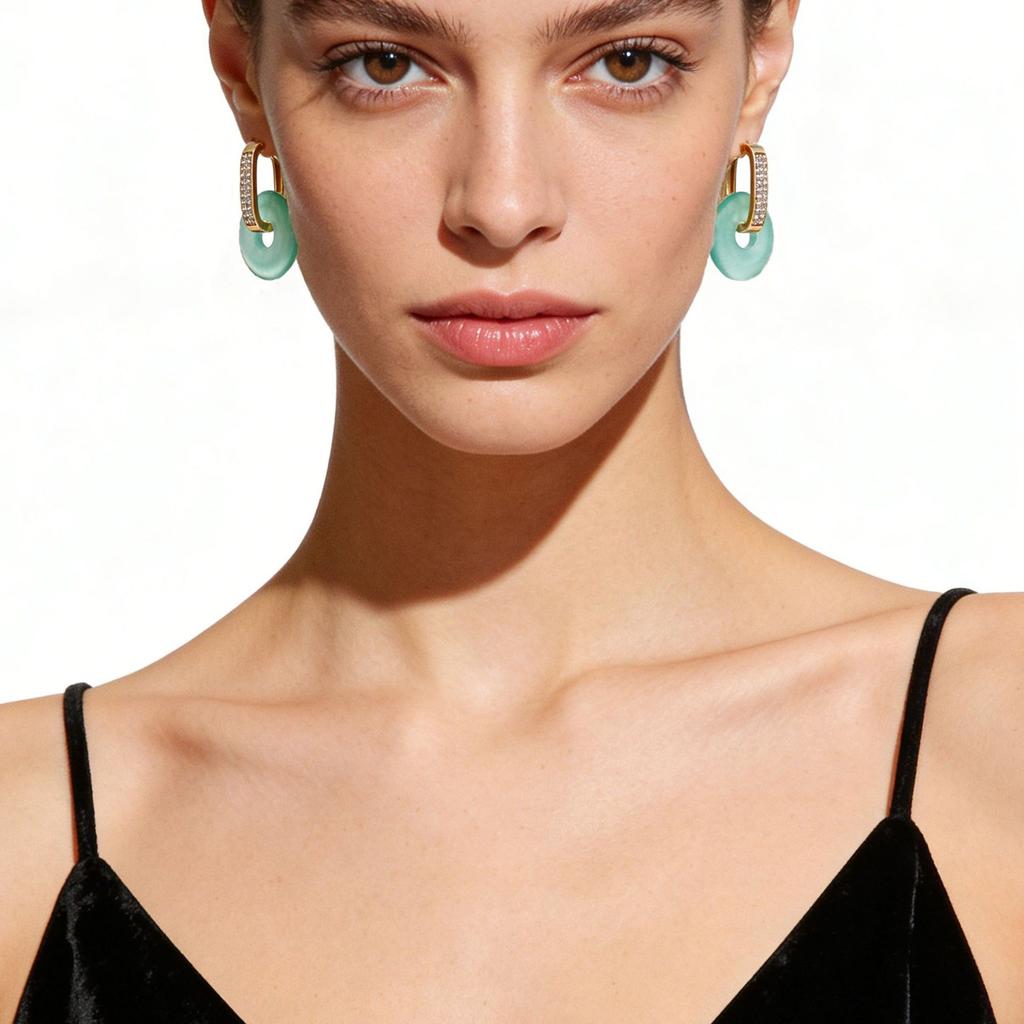 Premium Stone Crystal Donut Copper Zirconium Earrings Earrings Fashion Commuter Earrings Designer Jewelry