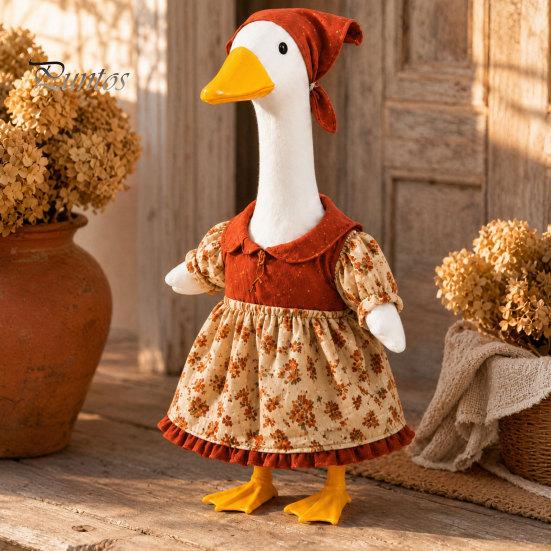 Festive Goose Attire Thanksgiving Porch Outfit, Autumn Dress with Head Scarf Seasonal Outfit for 23 Inch Statue, Outdoor Garden Yard Decor Costume