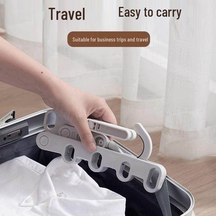 Portable Multifunctional 5-Hole Hanger: Foldable Wall-Mounted Drying Rack for Indoor, Outdoor, and Travel Use