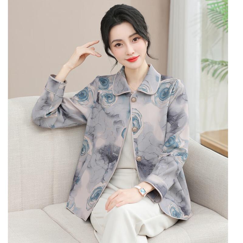 YUZHAOLIN Mid-Aged Women's Chinese Style Printed Jacket