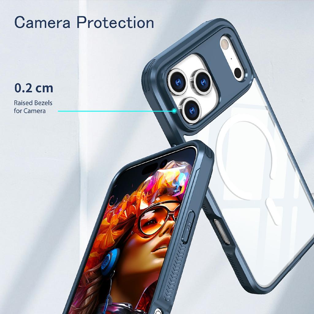 For iPhone 17 Pro Max Case Compatible with MagSafe TPU PC Clear Phone Back Cover