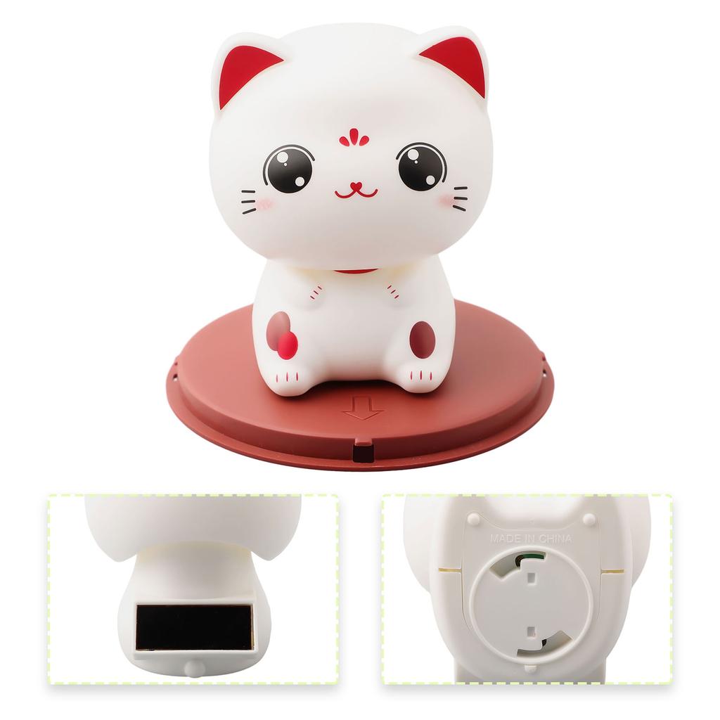Solar Powered Cute Cat Car Ornament Automatic Nodding Home Decoration Environmentally Friendly No Batteries Required