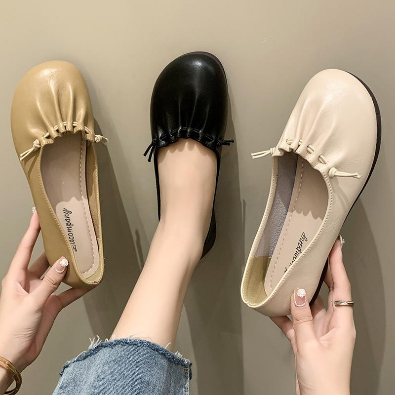 

Летняя женская обувь Круглый носок Шапочка Обувь Женские эластичные скользящие плоские туфли Женские