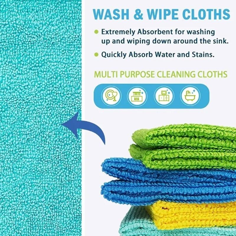 Microfiber Cleaning Cloths Pack of 10, Absorbent Multipurpose Towels Washcloths for Home and Car Use, 30x30cm