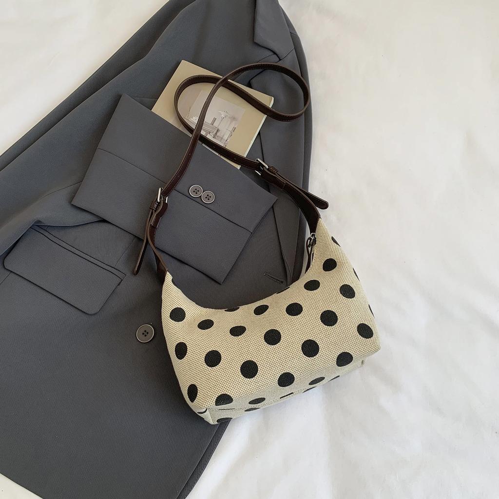 New Korean Style Niche Polka Dot Shoulder Bag Lightweight Simple Underarm Bag Commuter Elegant Portable Exquisite Handbag