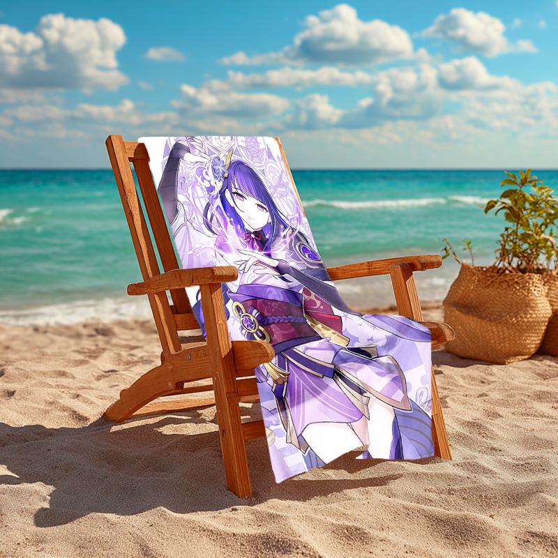 1pc Genshin Impact Beelzebul1 Beach Towel, Comfortable and Thick, and Swimming/Bath/Picnic/Camping Towel, Suitable for Seaside Beaches