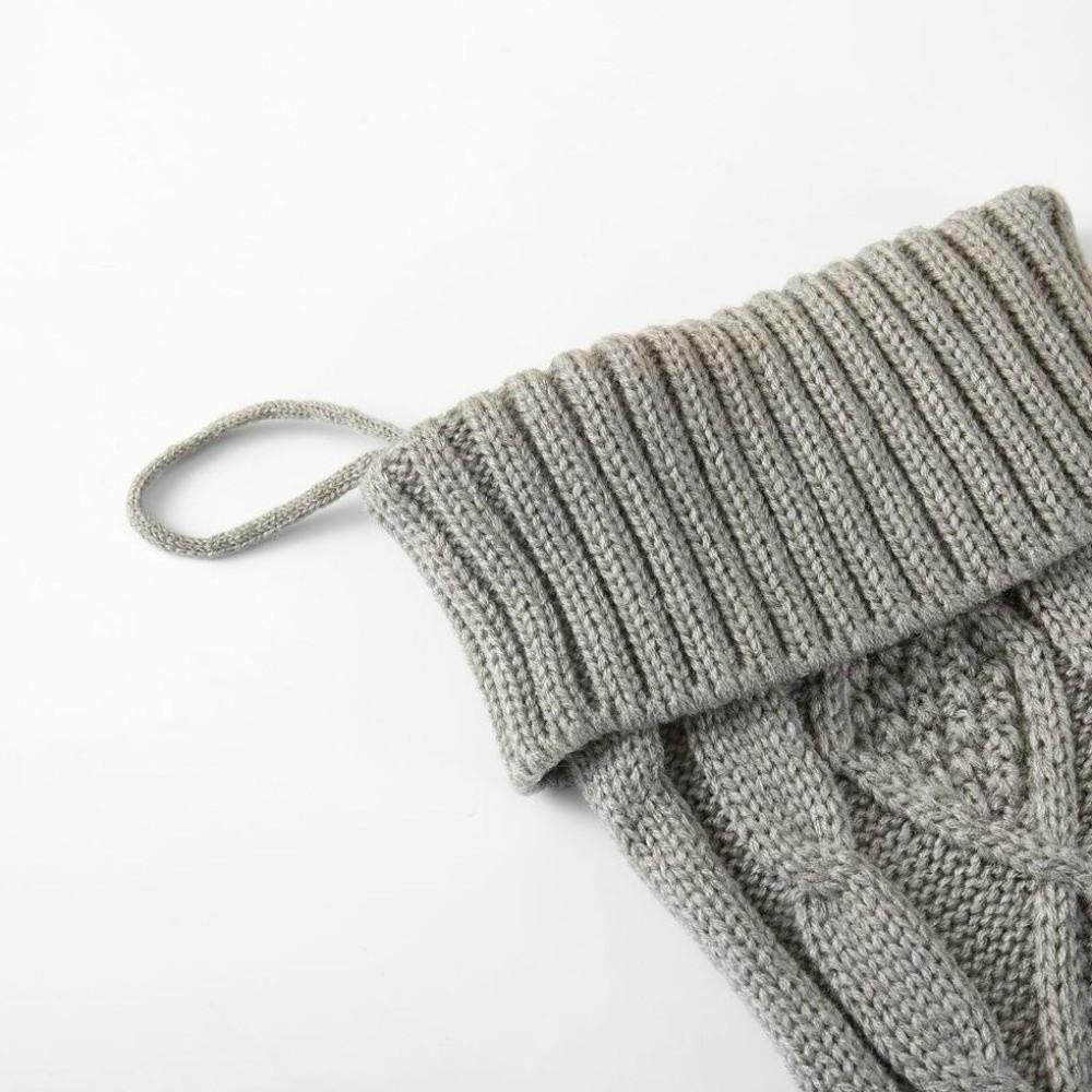 Large Size Christmas Stockings Cable Knitted Texture Hanging Loop Design Holiday Stocking Decor 18 Inches Length