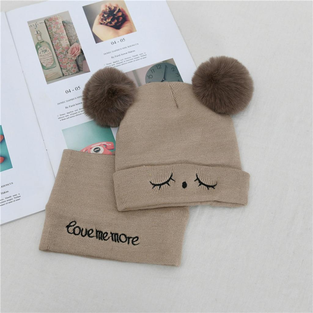 Conjunto de gorro y bufanda con bola de pelo y tejido de crochet para bebé, niña y niño