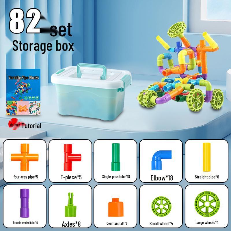 Children's Educational Interlocking Building Blocks - DIY Water Pipe Assembly Toy for Early Learning