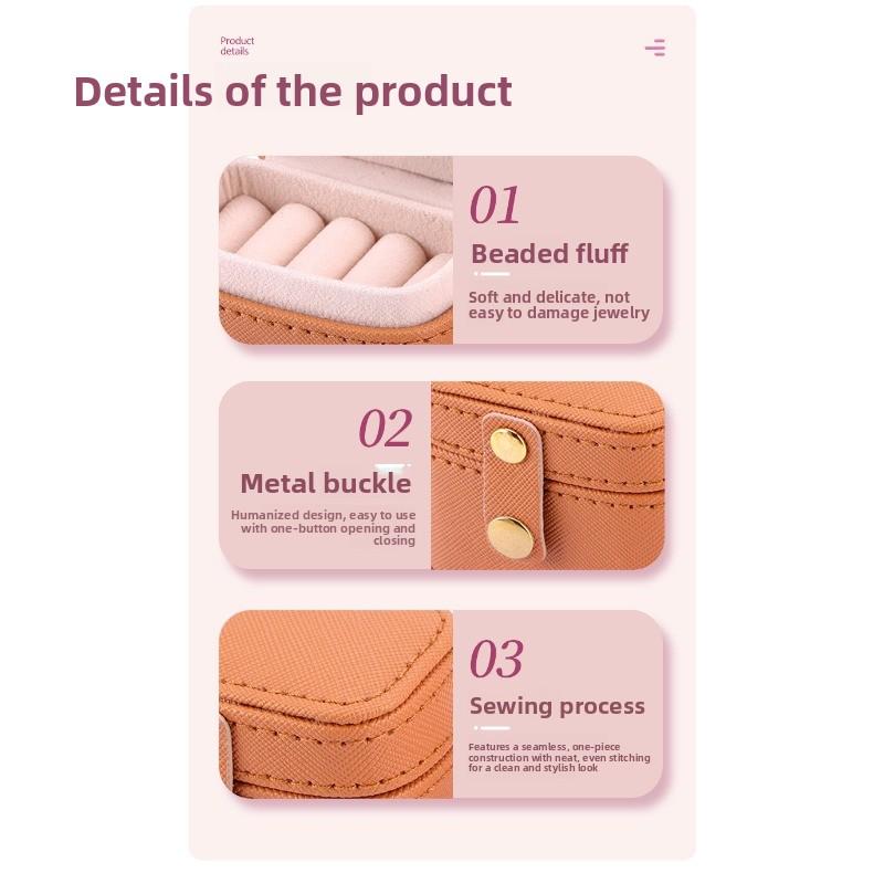 Jewelry box - portable travel minimalist mini jewelry organizer for earrings, studs, and rings