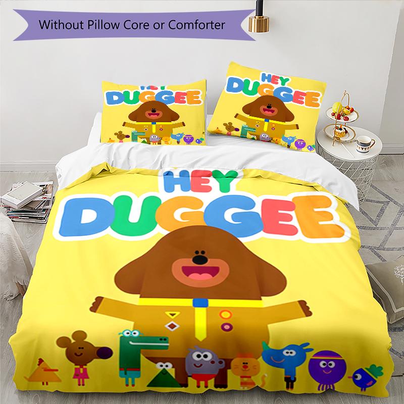 3pcs Hey Duggee3 Design Cover Set - HD Printed Bedding with 1 Cover and 2 Pillowcases - Perfect for Home and Dorm Decor