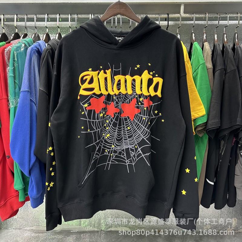 2026 Unisex 555555 Mesh Foam Print Hip Hop Loose Heavyweight Fleece Hooded Sweatshirt