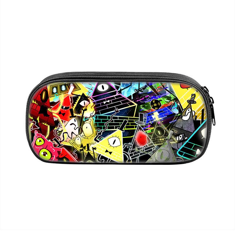 Gravity Falls Cartoon Pencil Case Large Capacity Nylon School Supply Organizer For Students