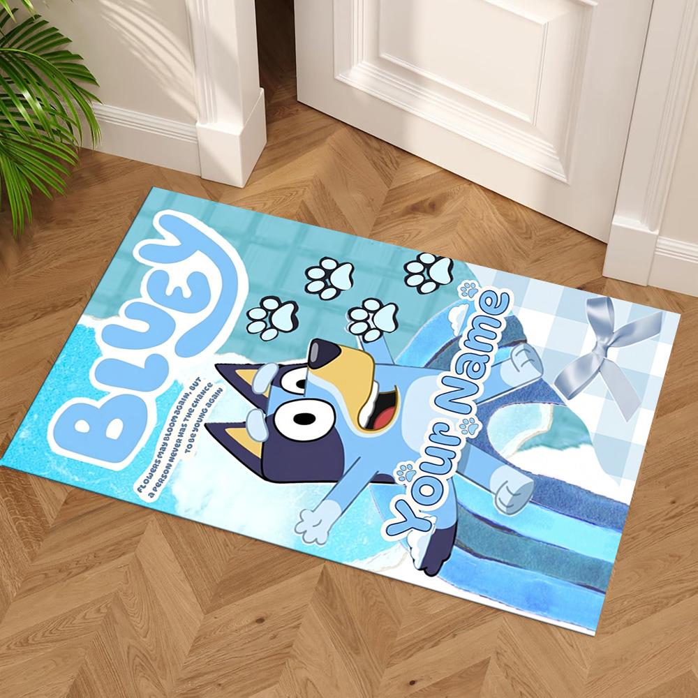 Bluey Customized Name Area Rug Perfect for Entryway Decorate room Study room Dining Room Anti-slip Rug Decorate Offices Wedding Party Gift