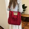 Solid Color Student Tote Bag Simple Shopping Handbag Trendy Single-shoulder Bag  Spring Summer