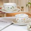 Bone China Kaffeetassen 180ml Leichter Luxus Exquisite Teetasse Floral Keramik Heim Büro Teeservice, 1 Set
