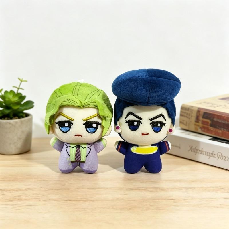 Mignon Peluche JoJo's Bizarre Adventure 10cm Josuke Higashikata Yoshikage Kira Mini Poupée en Coton Personnage Chibi Porte-clés Pendentif Collectionneurs Cadeau