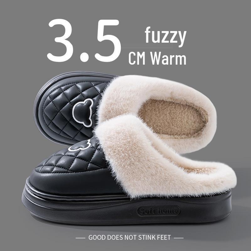 2025 New Waterproof Cotton Slippers for Men & Women - Cozy, Non-slip, Thick Sole, Closed Toe for Indoor/Outdoor Use
