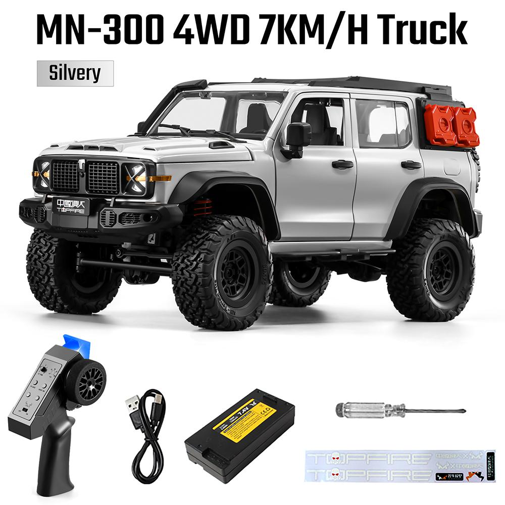 

MN MODEL1/12 Off-Road Car 7km/h Four-wheel Drive Off-Road Truck 1200mAh 50M Open Doors Design Remote Control Climbing Vehicle срібний