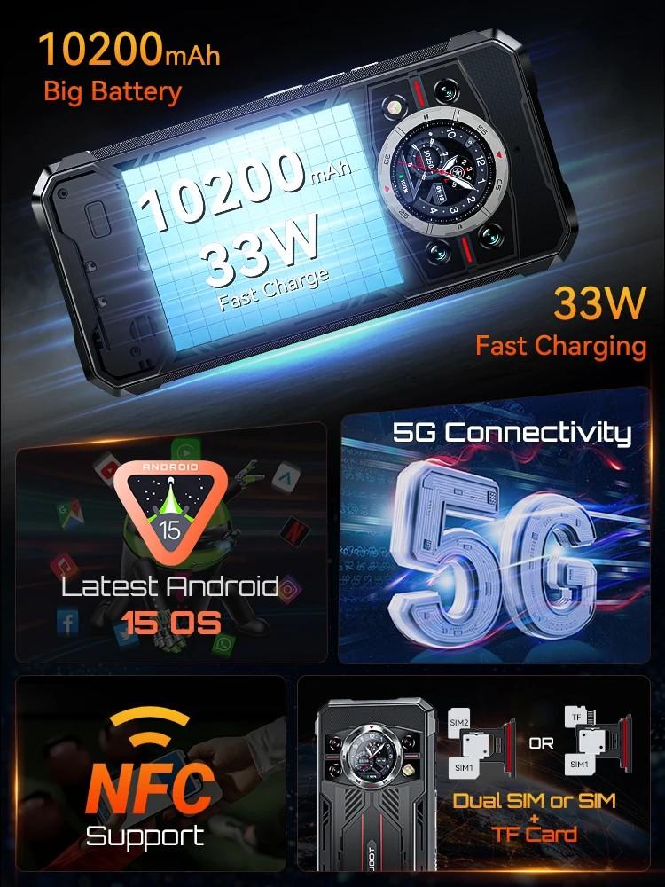 Robust Smartphone 5G Cubot KingKong 11, 10200mAh Batteri, Dimensity 7025 6nm Prosessor, 2.5GHz, 16GB RAM, 256GB ROM, 108MP Kamera