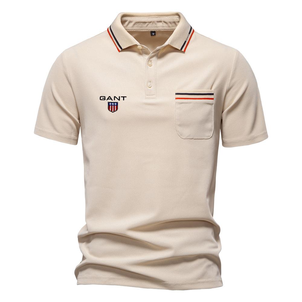 

GANT 2025 Summer Embroidered New Short Sleeved Polo Shirt Men s Striped Collar Business Casual Short Sleeved Polo Men s Top S