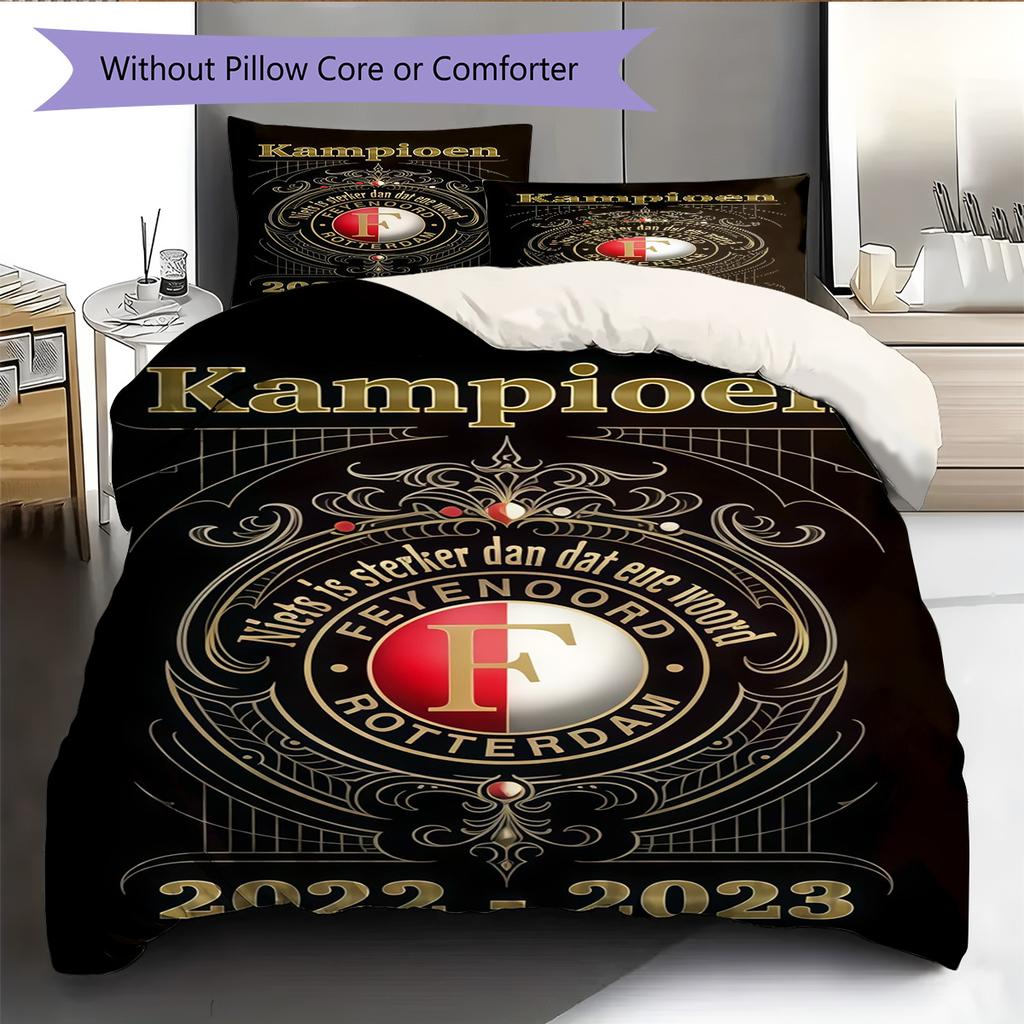 Feyenoord Rotterdam  Pattern Bedding Quilt Set Quilt Cover Pillowcase Home Decoration Birthday Gift (1 * Duvet Cover + 2 * Pillowcase, Without Core)