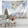 New Year Christmas Decoration Snow House Nature Cat Tapestry Kawaii Decor Wall Hanging Psychedelic Hippie Aesthetic Home Decor