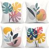 4Pcs Macaron-Colored Plants Digital Printing Pillow Cover Short Plush Suitable Living Rooms Bedrooms Sofas Throw Cushion Cover