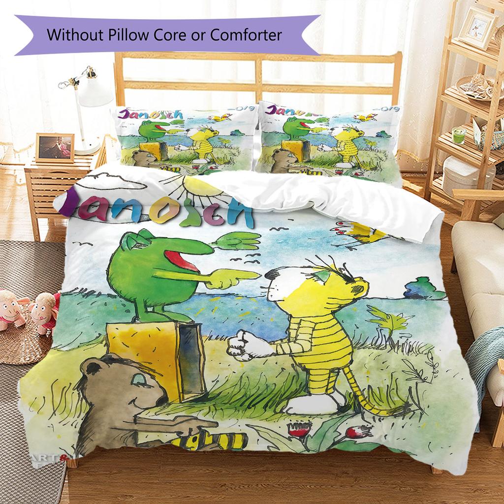 Tiger Bear Joy Bedding Quilt Set Quilt Cover Pillowcase Home Decoration Birthday Gift (1 * Duvet Cover + 2 * Pillowcase, Without Core)