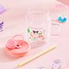 For Sanrio High Borosilicate Glass Straw Glass Cup Heat-resistant Water Mug with Handle Cartoon Pattern Cold&Hot Drink Juice Cup