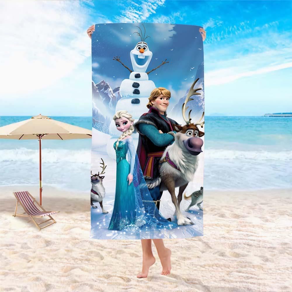 Princess Style Cartoon Printed Microfiber Beach Towel Soft Water Absorbent Bath Towel For Girls
