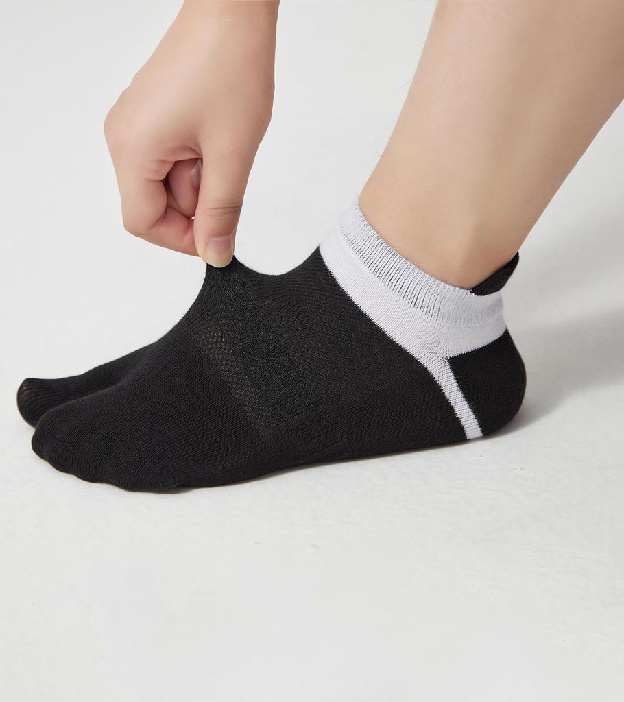 WIOIW Women's Two-Toe Tabi Socks, Cotton, for Running, Sports, Casual Wear, Commuting, and School, Set of 6